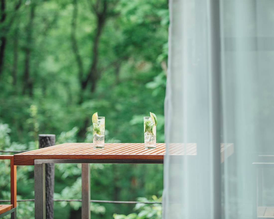 プライベートテラスで乾杯。